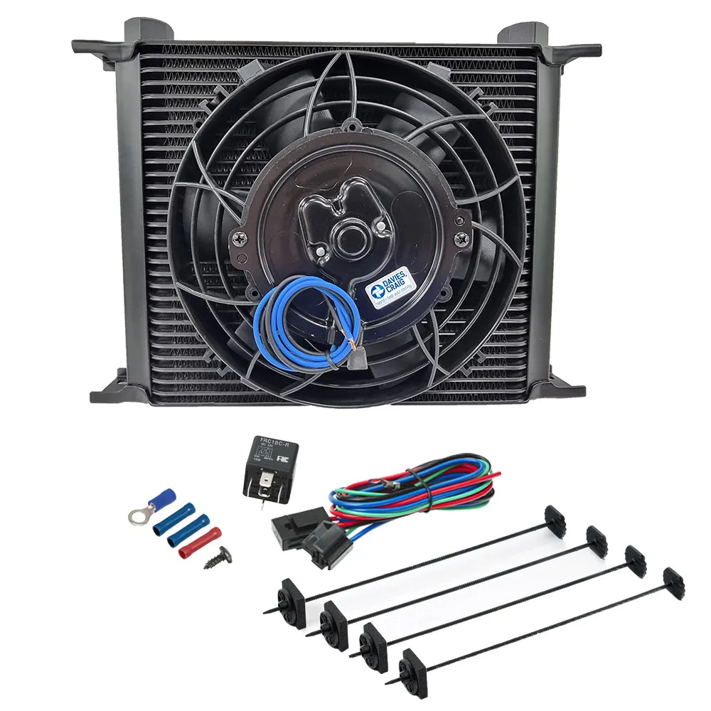 DC608 - Universal Engine/Trans Oil Cooler (50mm) 30-Row AN10 & 8"Fan Combo (12V)