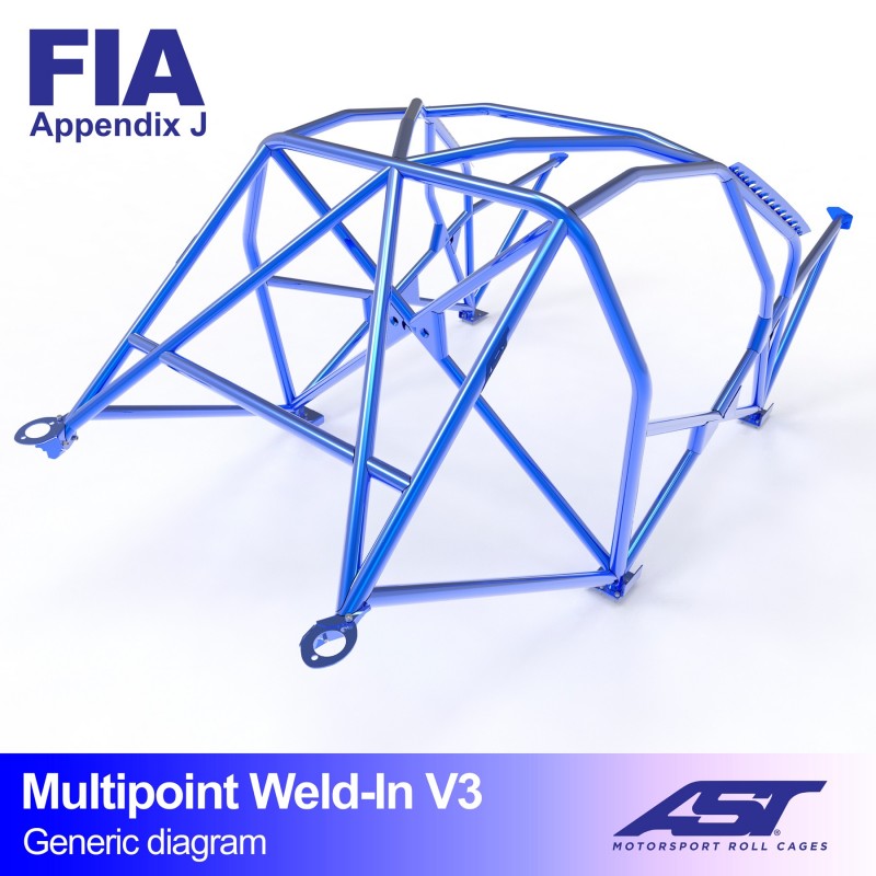 CMBN02899 - Roll Cage RENAULT Clio III 3-door Hatchback MULTIPOINT WELD IN V3