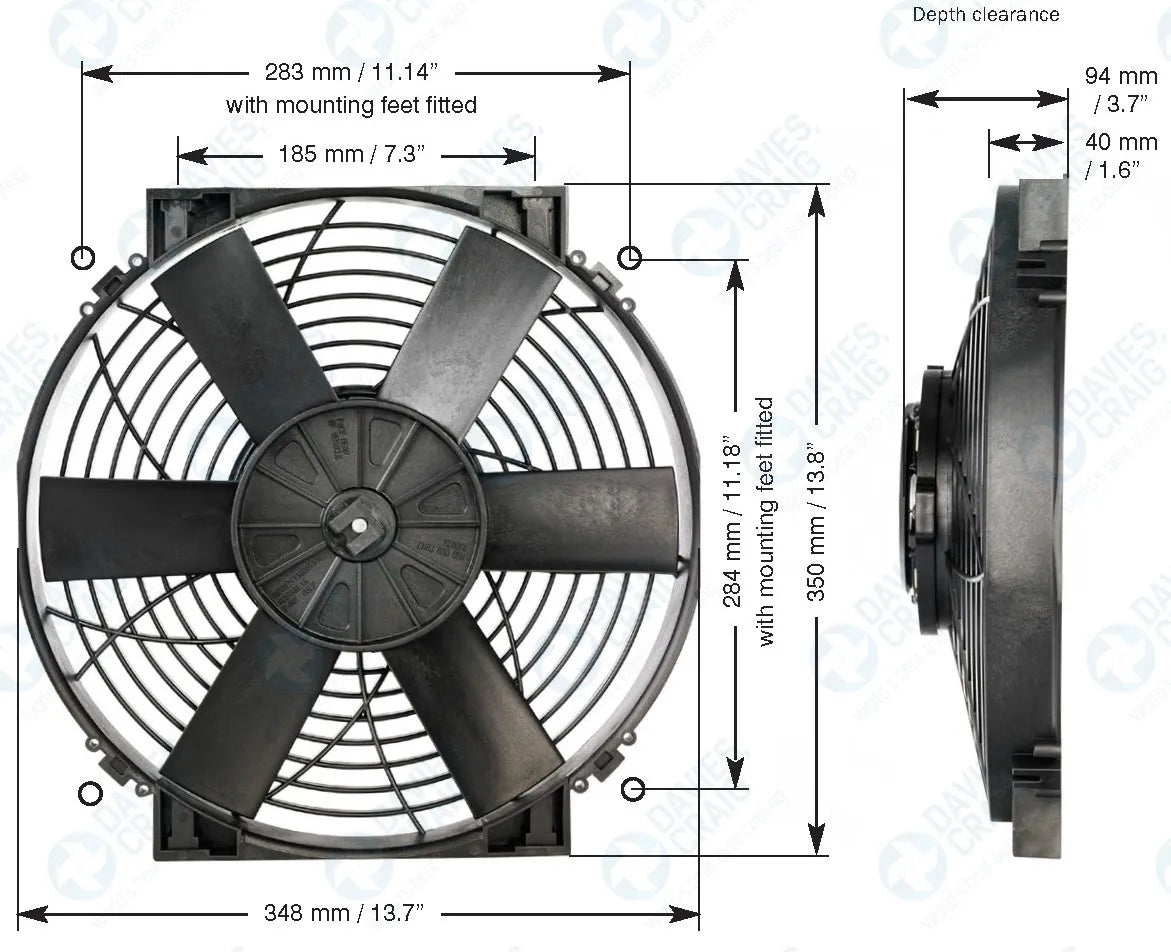 DC0107 - 14" High Power Thermatic® Electric Fan (12V)