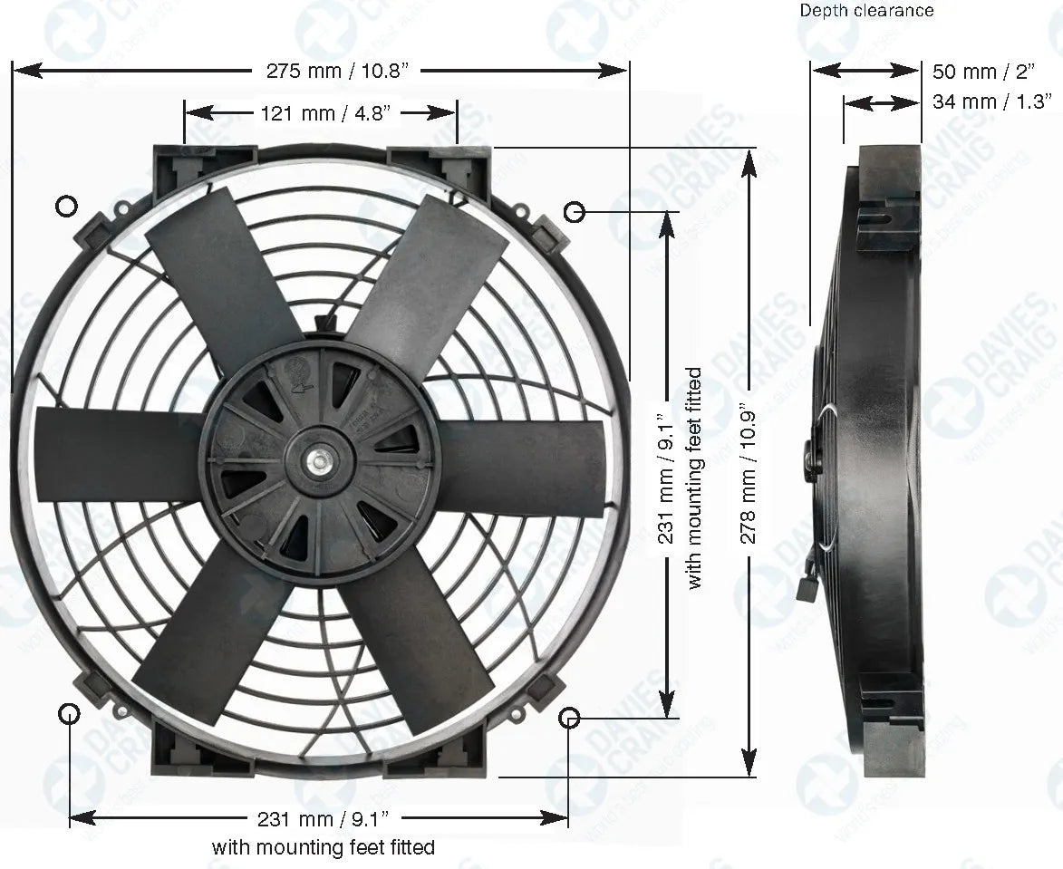 DC0147 - 10" Thermatic® Electric Fan - Slimline (12V)