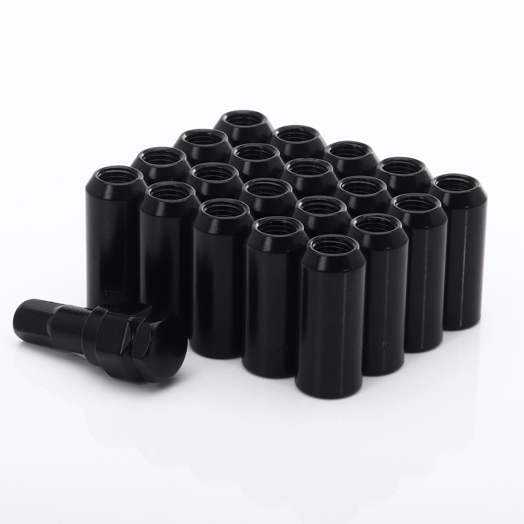 Set of BLACK LONG imbus lug nuts 12x1,25 + Key