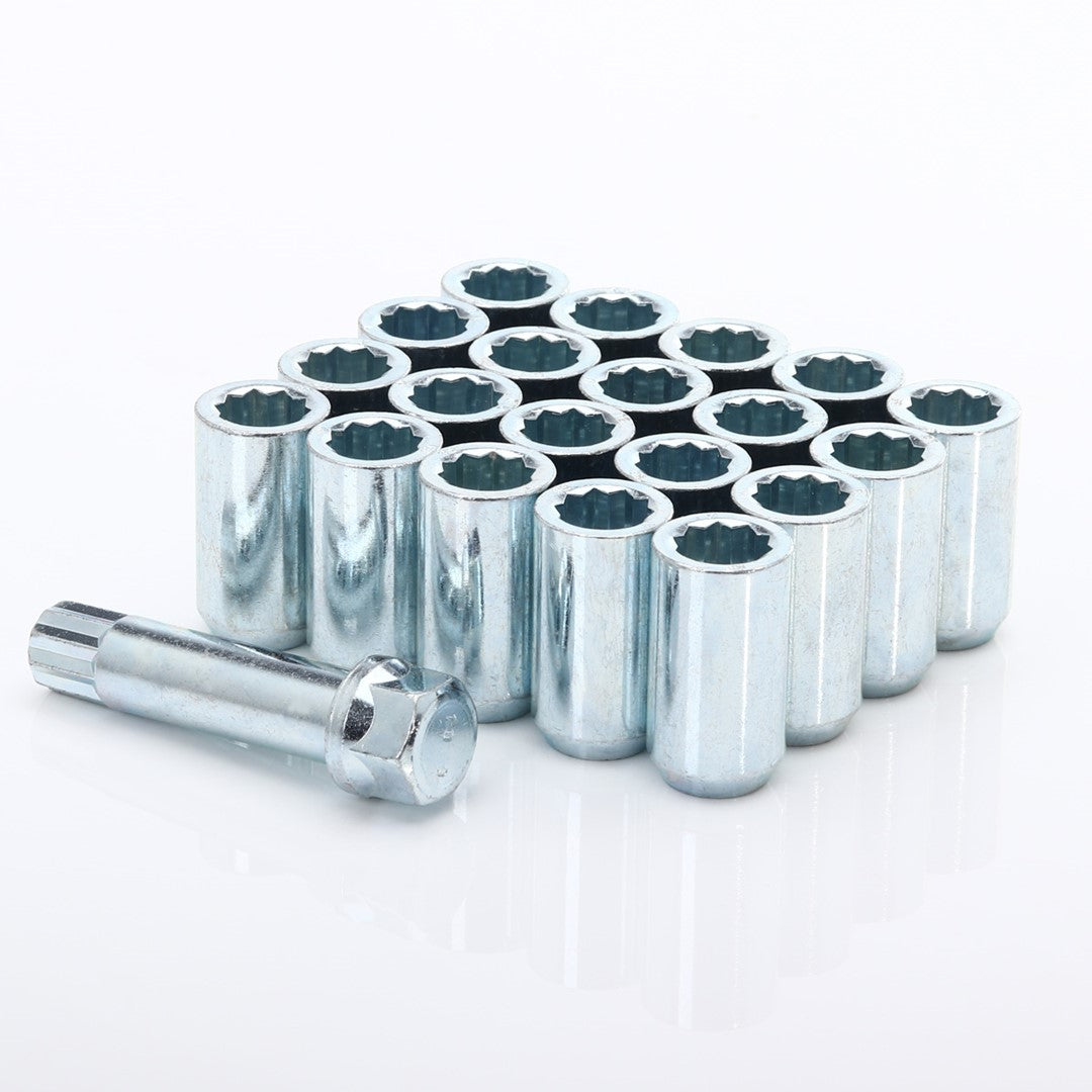 Set of SILVER star lug nuts 14x1,5 + Key