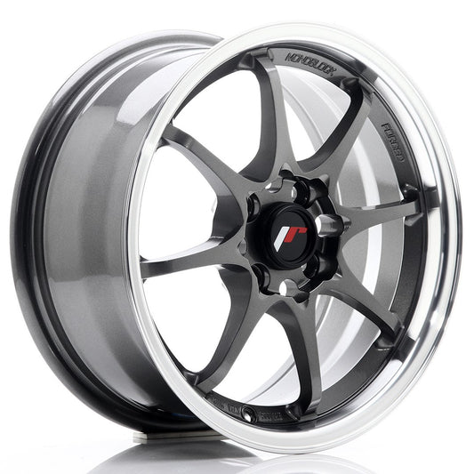 JR Wheels JR5 15x7 ET35 4x100 Gun Metal w/Machined Lip CB: 73,1