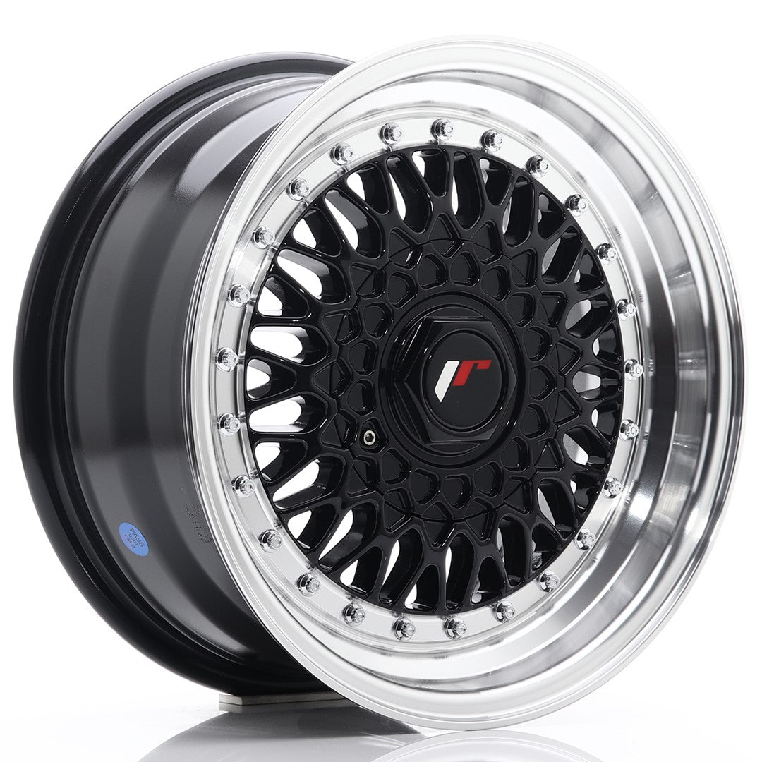 JR Wheels JR9 15x7 ET20 4x100/108 Gloss Black w/Machined Lip CB: 74,1