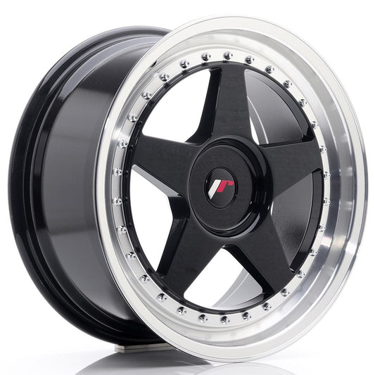 JR Wheels JR6 18x8,5 ET20-40 BLANK Glossy Black w/Machined Lip CB: 74,1