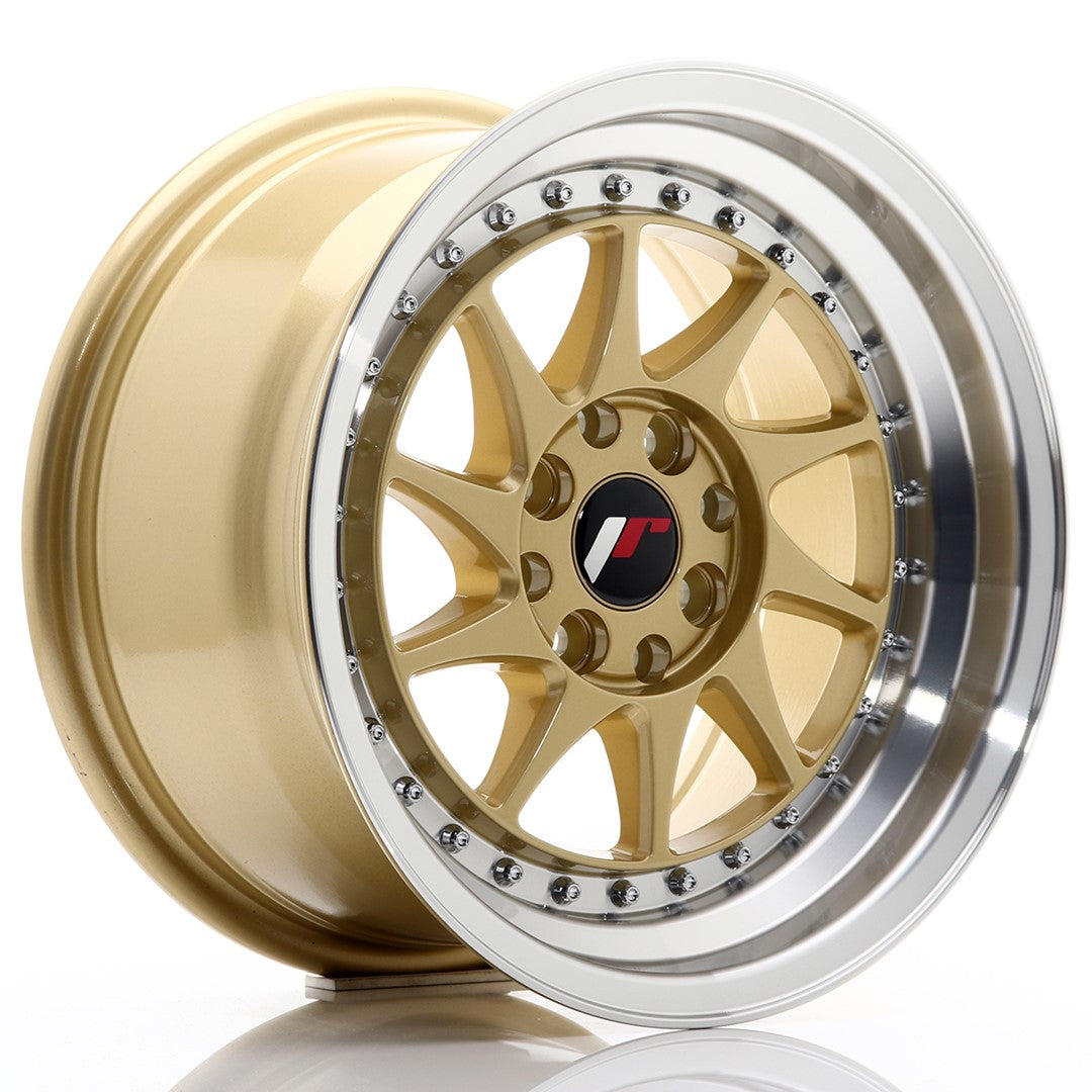 JR Wheels JR26 15x8 ET25 4x100/108 Gold w/Machined Lip CB: 67,1