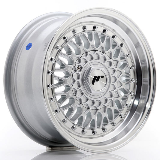 JR Wheels JR9 15x7 ET20 4x100/108 Silver w/Machined Lip+Silver Rivets CB: 74,1