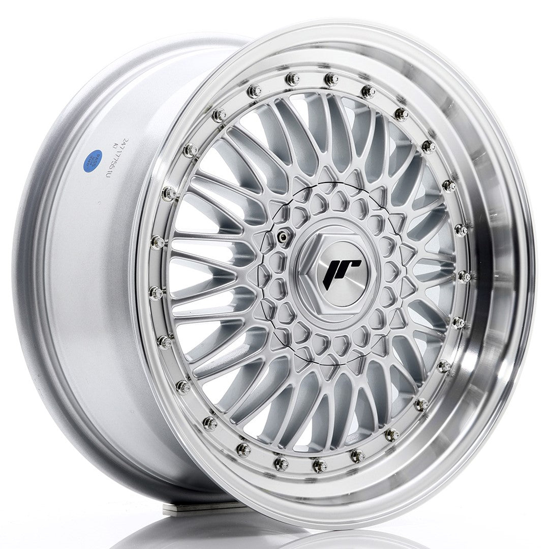 JR Wheels JR9 17x7,5 ET20-35 BLANK Silver w/Machined Lip+Silver Rivets CB: 74,1