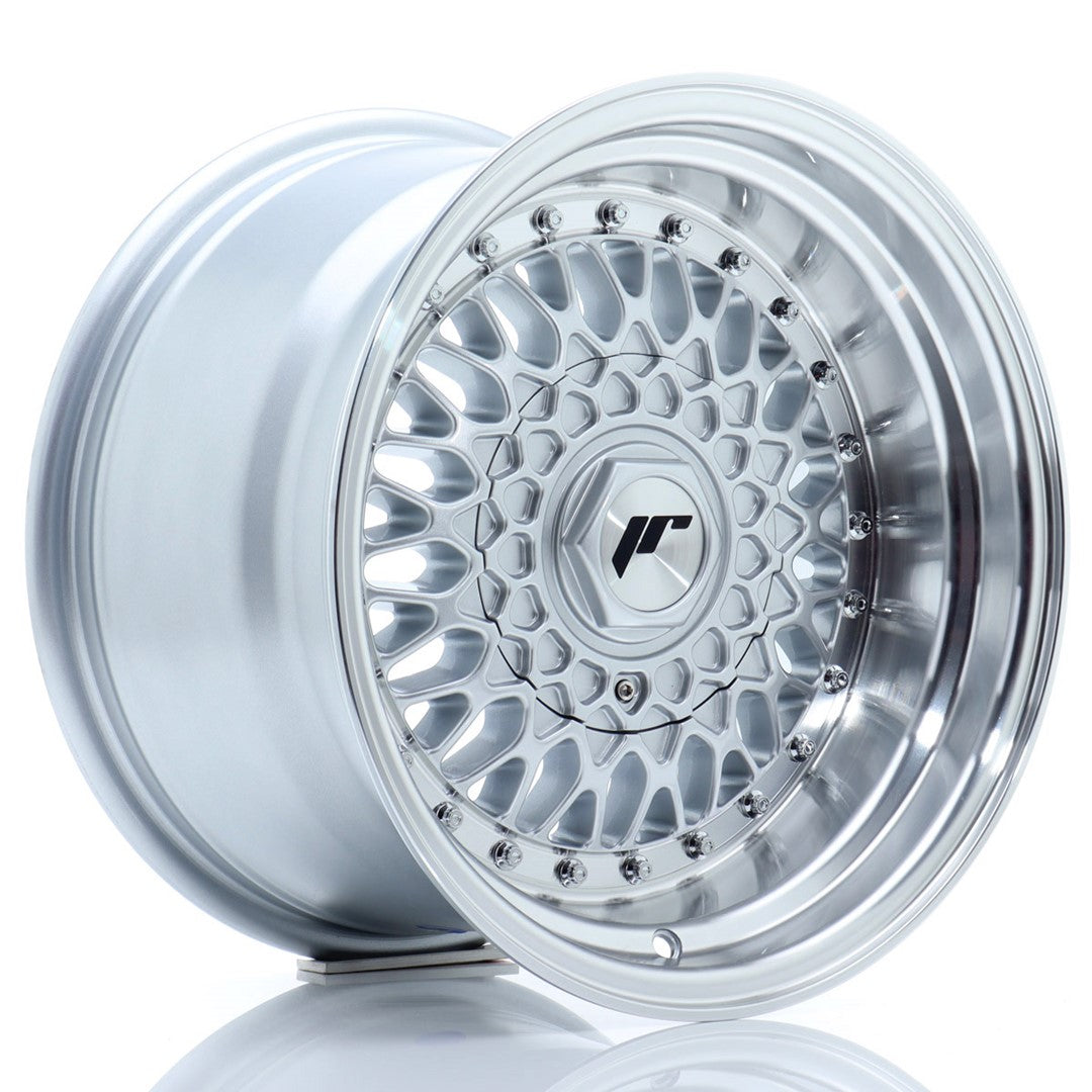 JR Wheels JR9 15x9 ET10 4x100/108 Silver w/Machined Lip+Silver Rivets CB: 74,1