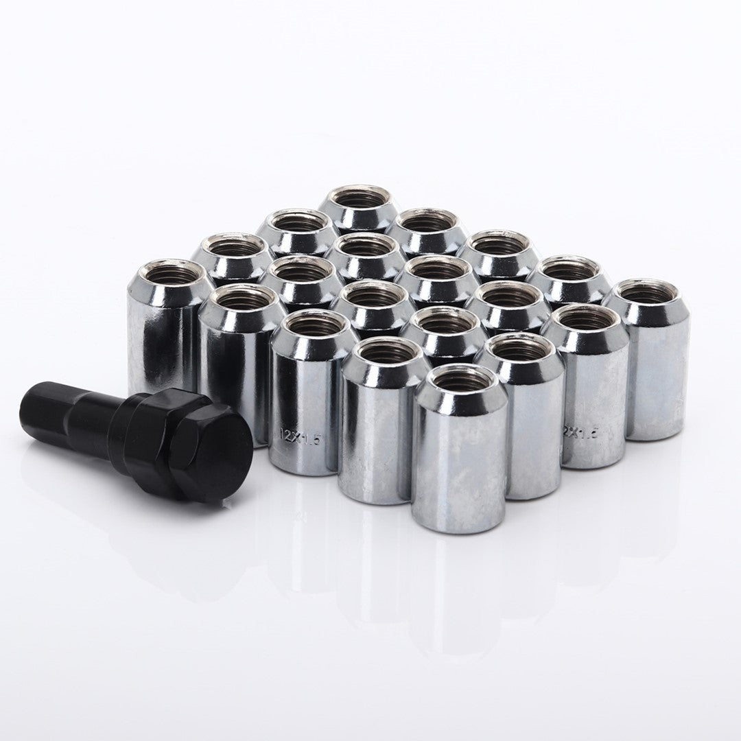 Set of SILVER imbus lug nuts 12x1,5 + Key