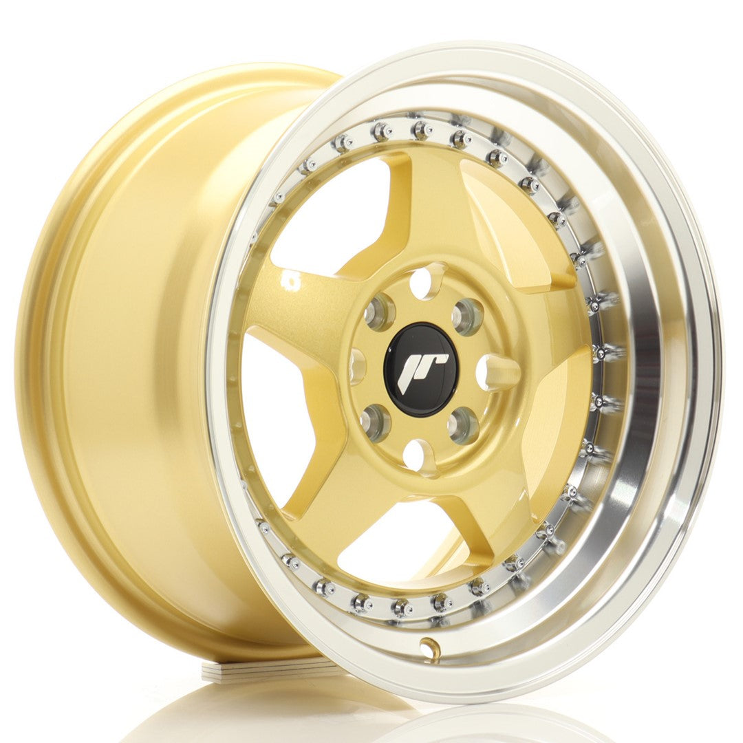 JR Wheels JR6 15x8 ET25 4x100 Gold w/Machined Lip CB: 67,1
