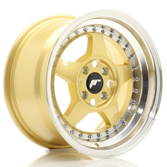 JR Wheels JR6 15x8 ET25 4x100 Gold w/Machined Lip CB: 67,1
