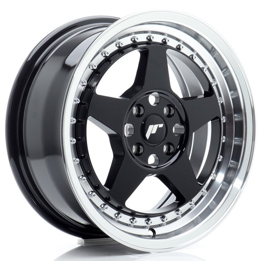 JR Wheels JR6 16x7 ET35 4x100 Gloss Black w/Machined Lip CB: 67,1