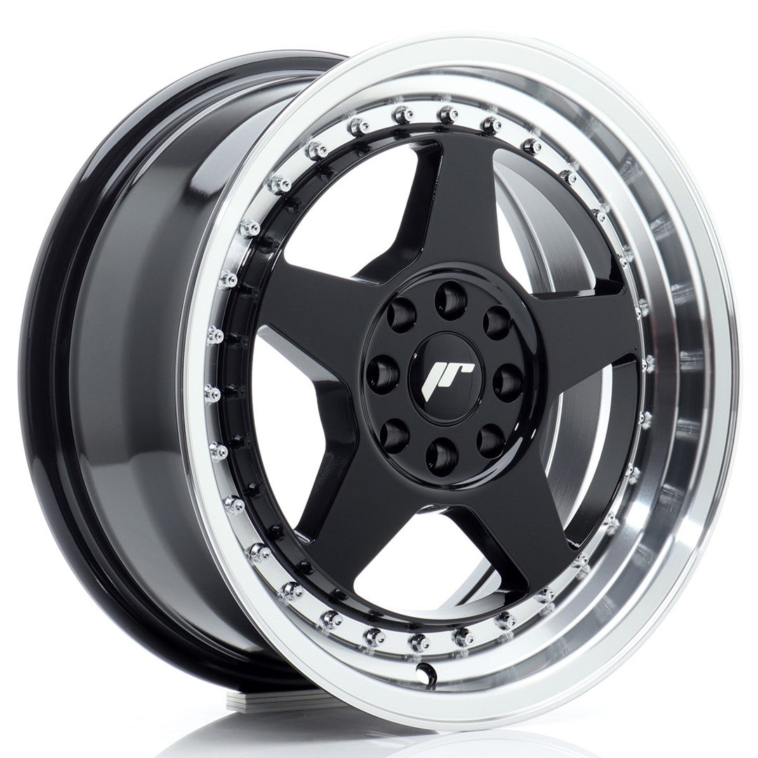 JR Wheels JR6 16x7 ET25 4x100/108 Gloss Black w/Machined Lip CB: 67,1