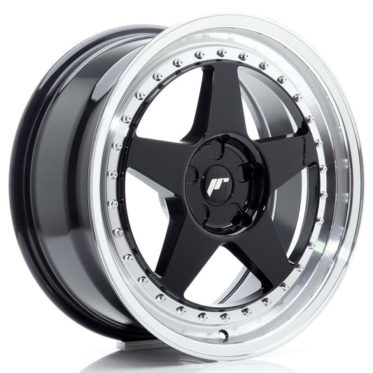 JR Wheels JR6 18x8 ET20-35 5H BLANK Gloss Black w/Machined Lip CB: 72,6