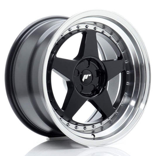 JR Wheels JR6 18x10 ET0-25 5H BLANK Gloss Black w/Machined Lip CB: 72,6