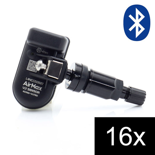 Set of 16pcs AirMax Bluetooth TPMS BT1 Tesla 2.4GHz Metal Black