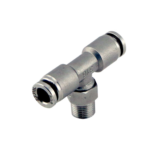 1/8" NPT Tee Pushloc Fitting - SS - 1/4"