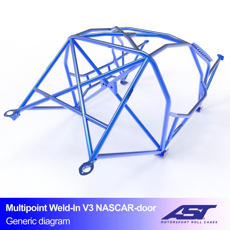 CMBN03551 - Roll Cage BMW 3-Series (E30) 2-door Coupe RWD MULTIPOINT WELD IN V3 NASCAR-door for drift