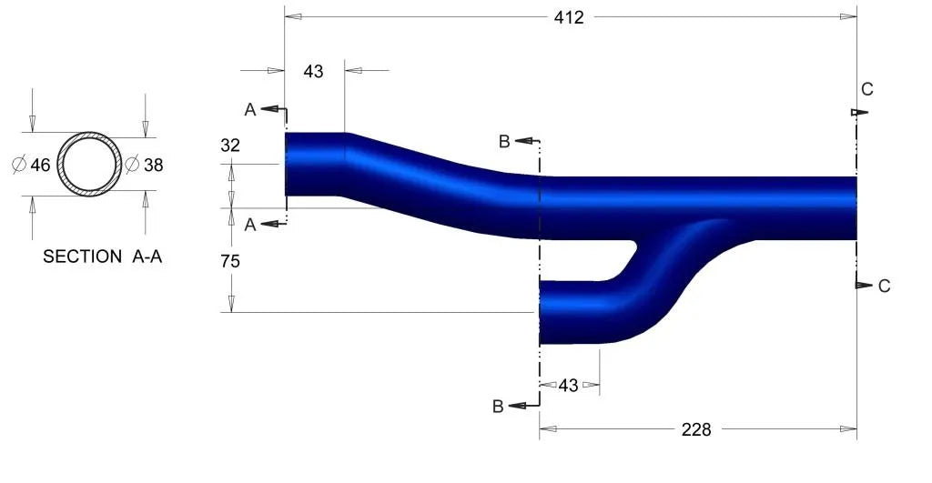 DC8317 - Silicone Y-Hose - Blue (Header Adaptors)